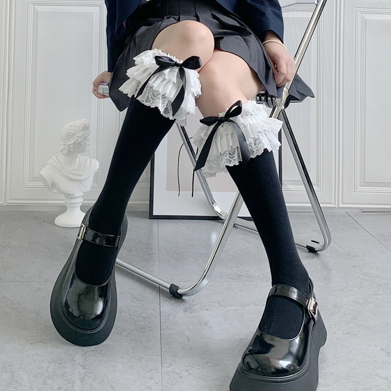 Ruffled Knee Socks - socks, stockings Kawaii Babe