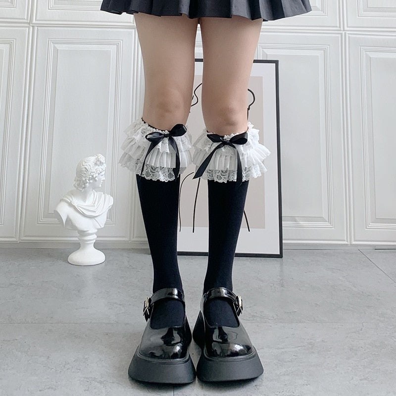 Ruffled Knee Socks - socks, stockings Kawaii Babe