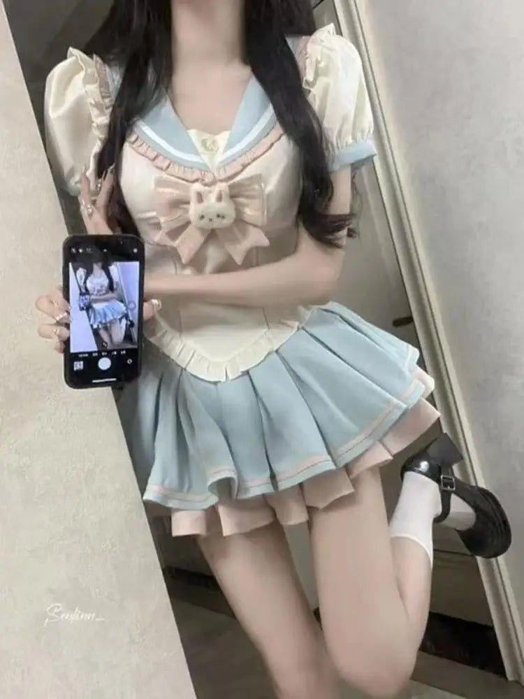 Sailor scout bunny outfit - bunny - cute skirt - kawaii outfit - pleated