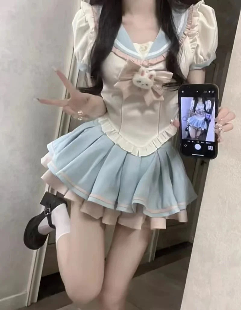 Sailor scout bunny outfit - bunny - cute skirt - kawaii outfit - pleated