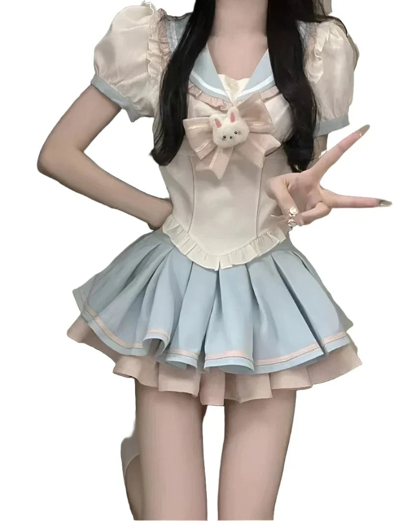 Sailor scout bunny outfit - bunny - cute skirt - kawaii outfit - pleated