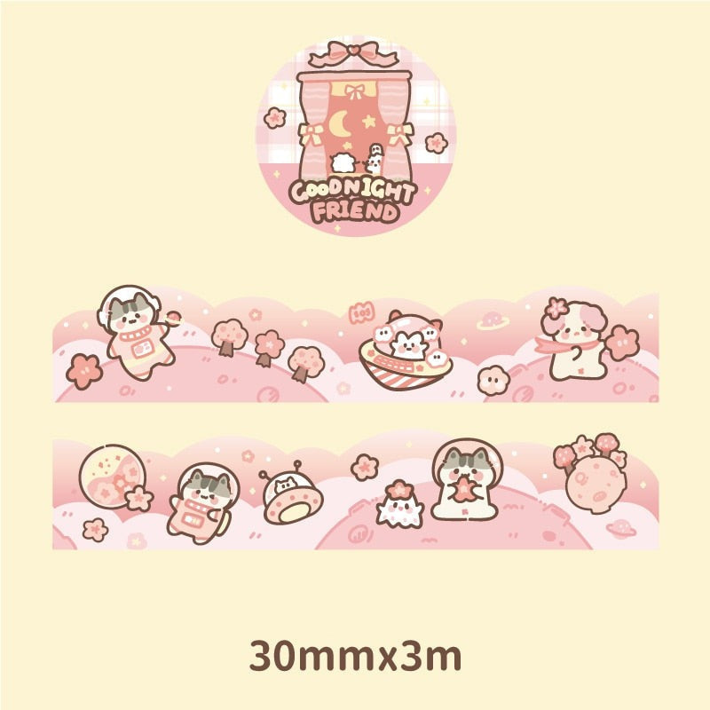 Sakura blossom washi tape - cats - kawaii - stationery - stickers - tape