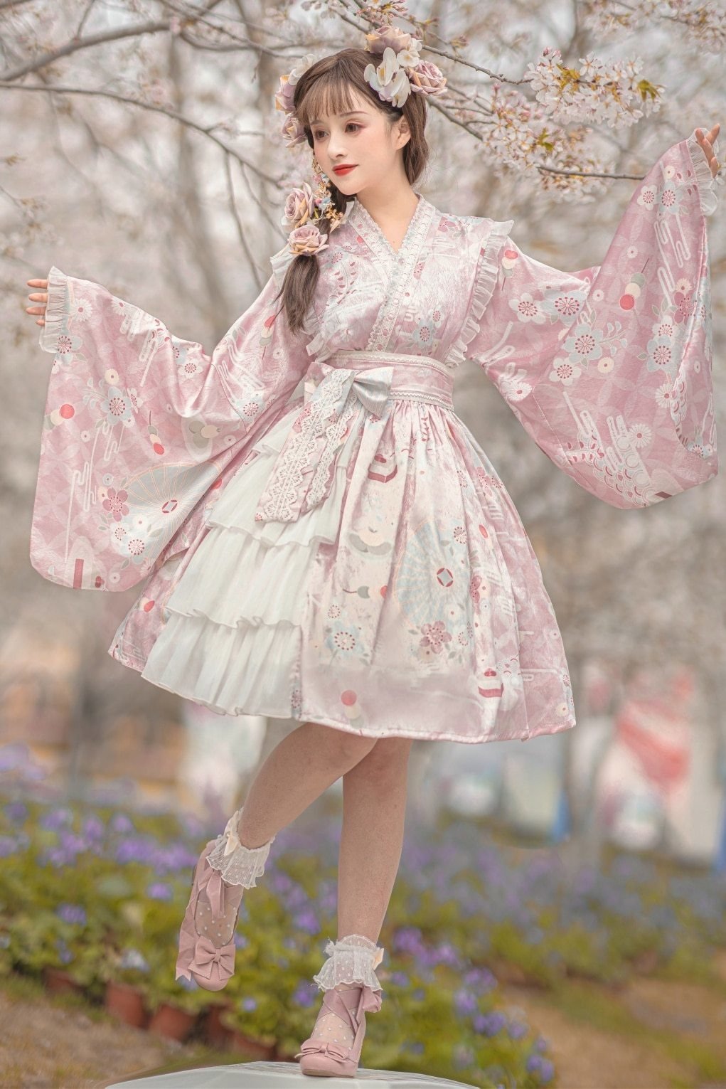 Sakura Kimono Lolita Dress - cherry blossom, china, chinese, dress, dresses