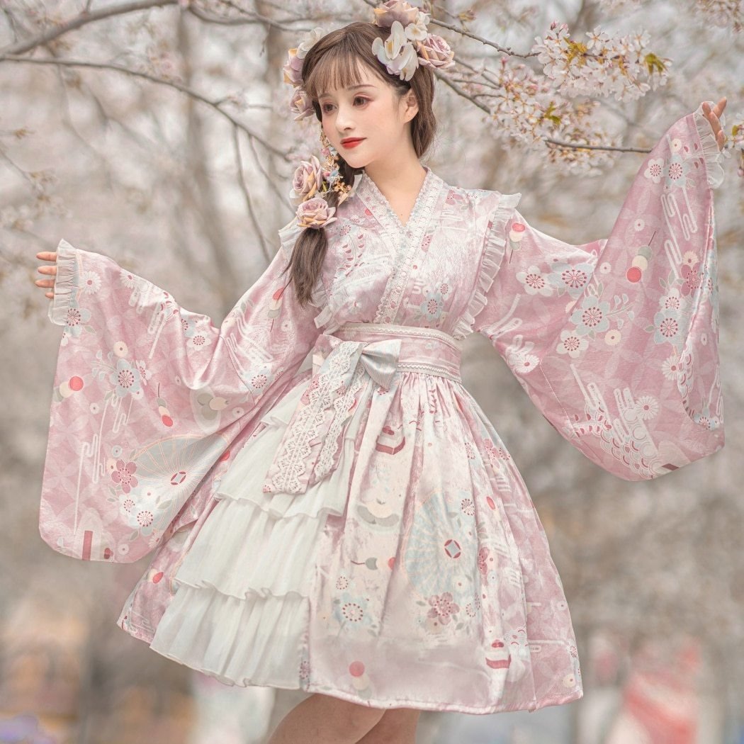 Sakura Kimono Lolita Dress - cherry blossom, china, chinese, dress, dresses