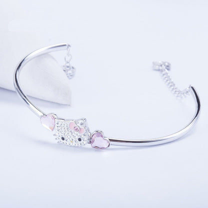 Crystal Kitty Armreif Silber