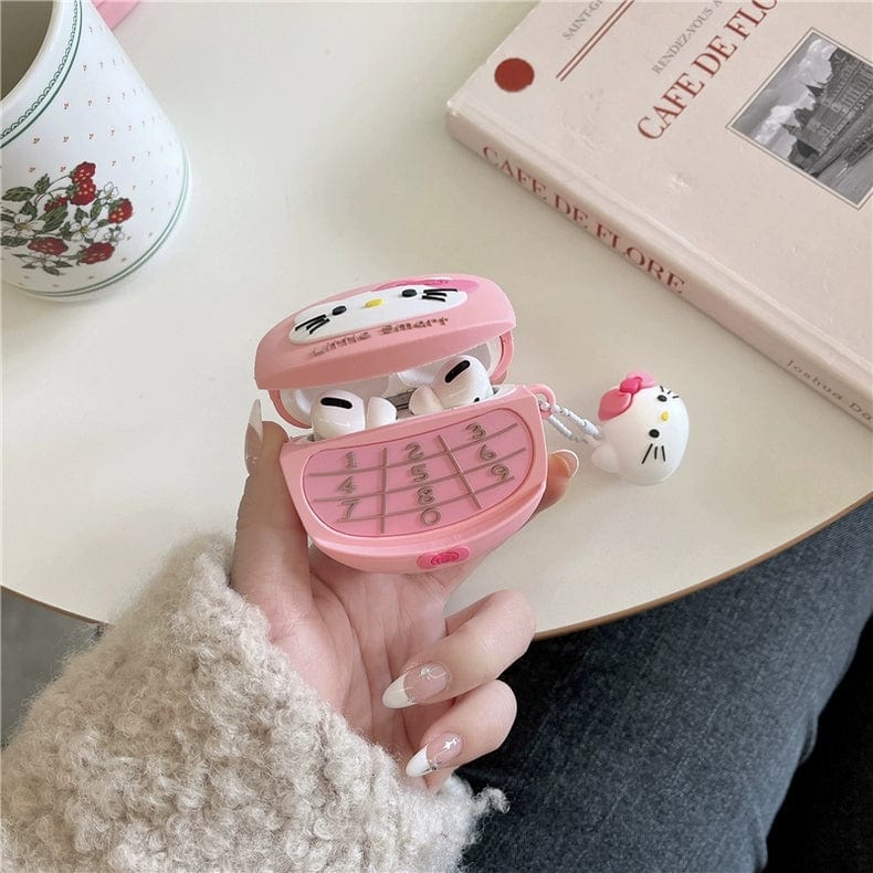 Pink Kitty AirPods Earphone Case With Key Chain