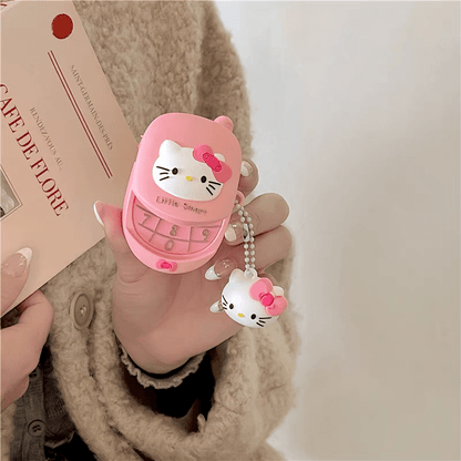 Pinke Kitty AirPods-Kopfhörerhülle mit Schlüsselanhänger