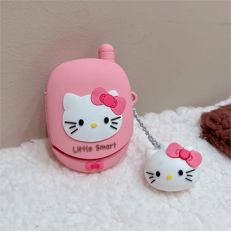 Pink Kitty AirPods Earphone Case With Key Chain