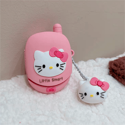 Pinke Kitty AirPods-Kopfhörerhülle mit Schlüsselanhänger