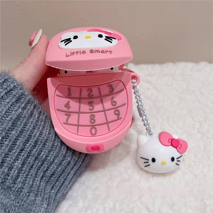 Pink Kitty AirPods Earphone Case With Key Chain