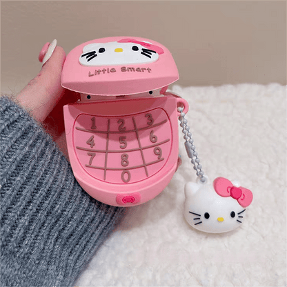 Pinke Kitty AirPods-Kopfhörerhülle mit Schlüsselanhänger