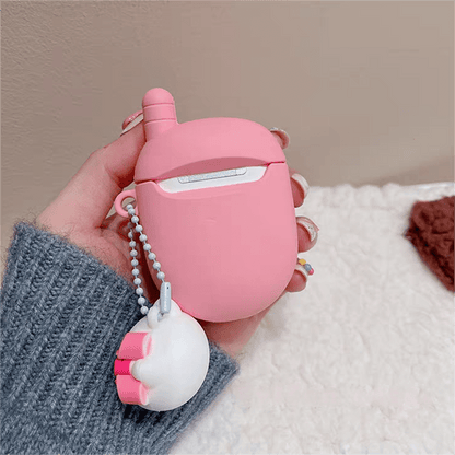 Pinke Kitty AirPods-Kopfhörerhülle mit Schlüsselanhänger