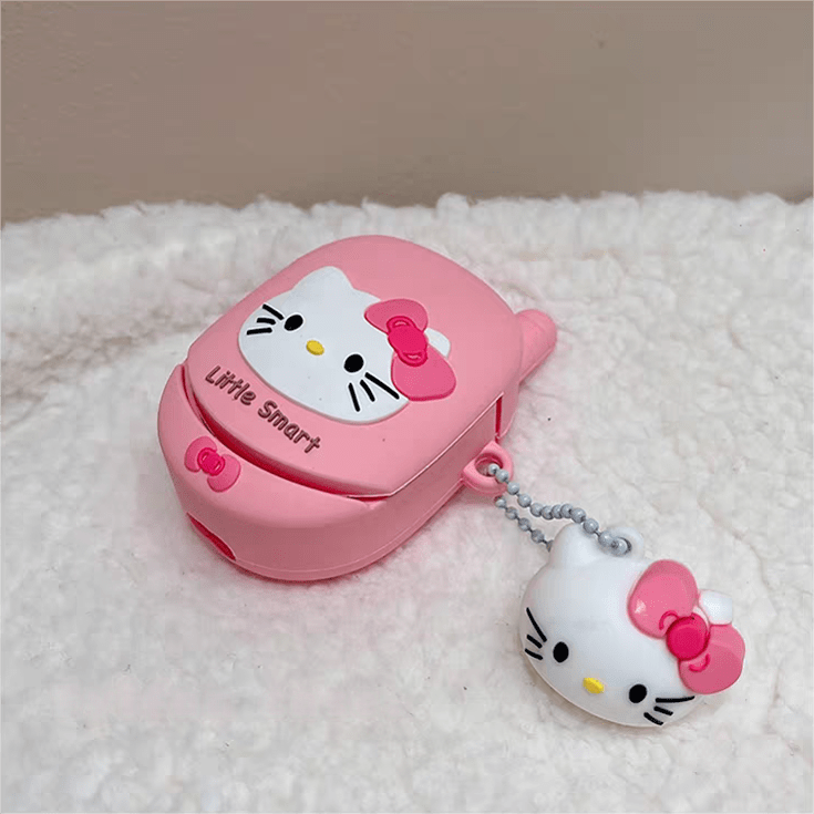 Pink Kitty AirPods Earphone Case With Key Chain