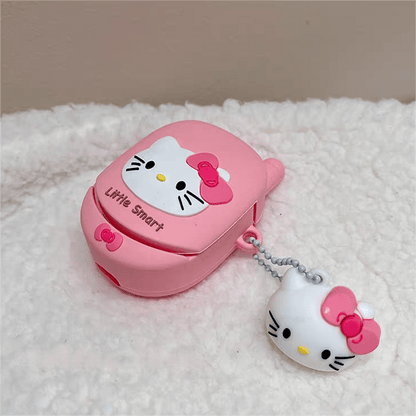 Pinke Kitty AirPods-Kopfhörerhülle mit Schlüsselanhänger