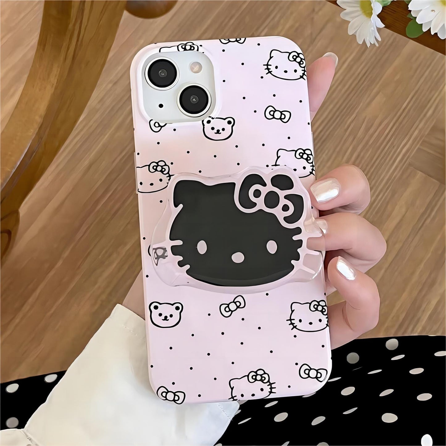 Cute Pink Kitty iPhone Case With Stand GEM009