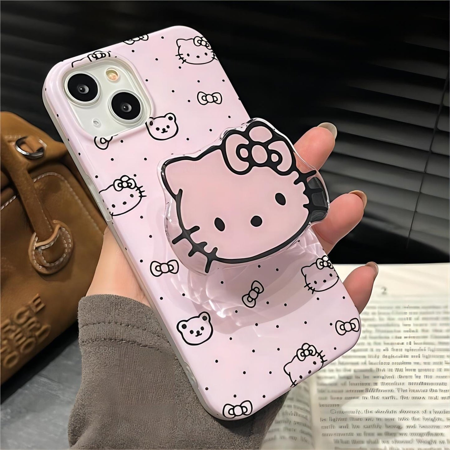 Cute Pink Kitty iPhone Case With Stand GEM009