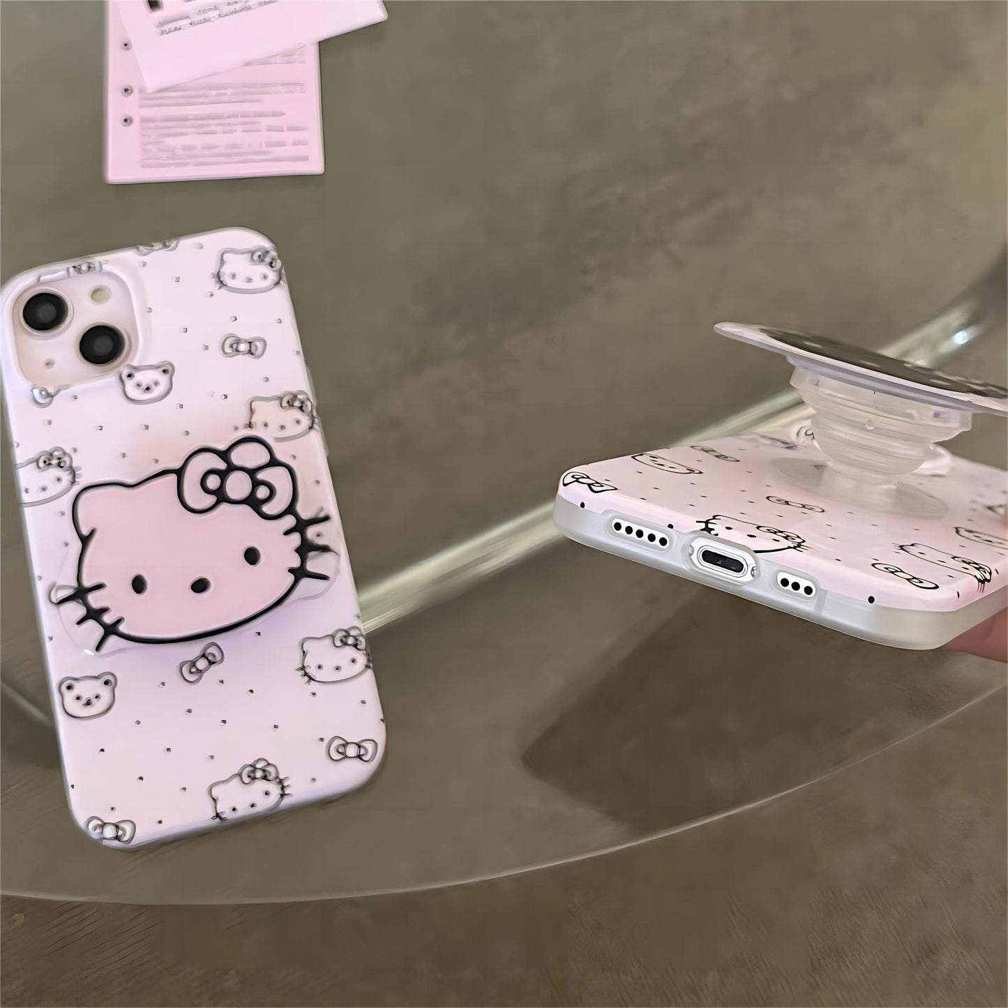 Cute Pink Kitty iPhone Case With Stand GEM009