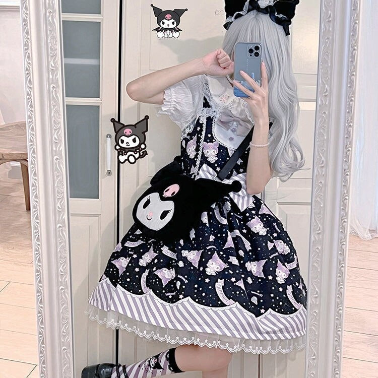 Sanrio Lolita Dress - babydoll, black dress, cinnamoroll, dresses, jsk