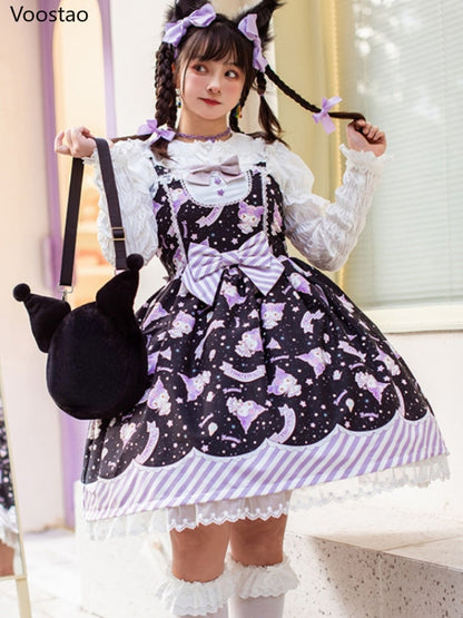 Sanrio Lolita Dress - babydoll, black dress, cinnamoroll, dresses, jsk