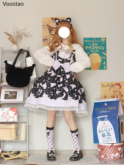 Sanrio Lolita Dress - babydoll, black dress, cinnamoroll, dresses, jsk