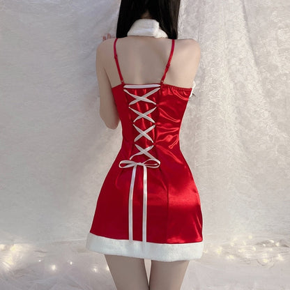 Satin Santa Slip Dress - dresses, festive, holiday, holidays, santa