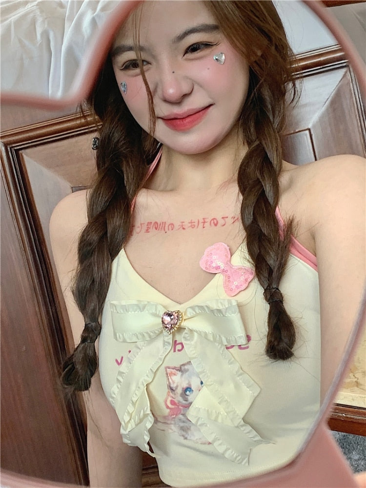 Serendipity Kitten Tank - 70s, cats, cropped top, kitsch, kitten Kawaii Babe