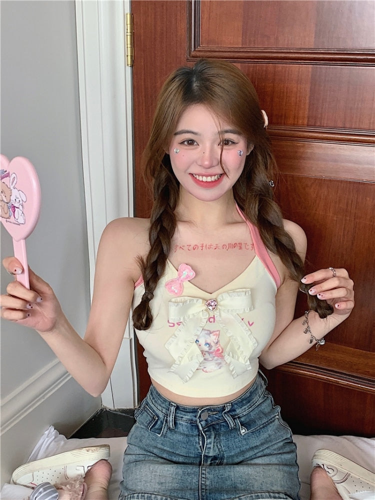 Serendipity Kitten Tank - 70s, cats, cropped top, kitsch, kitten Kawaii Babe