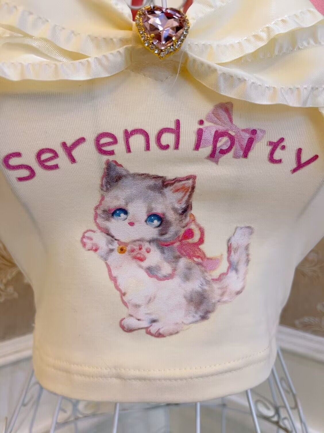 Serendipity Kitten Tank - 70s, cats, cropped top, kitsch, kitten Kawaii Babe