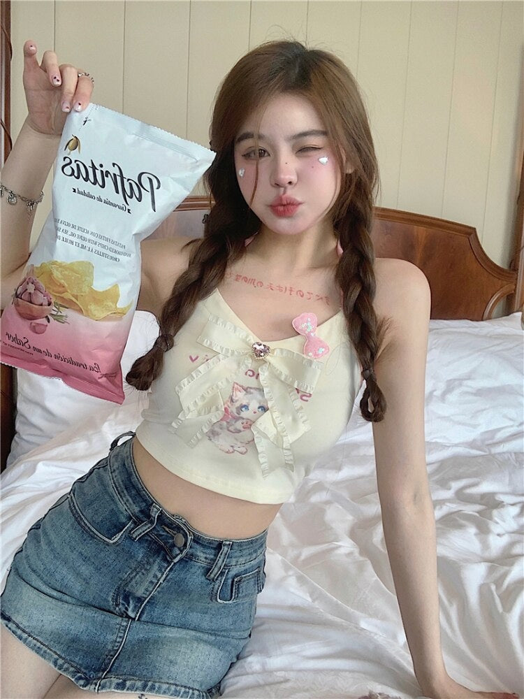 Serendipity Kitten Tank - 70s, cats, cropped top, kitsch, kitten Kawaii Babe