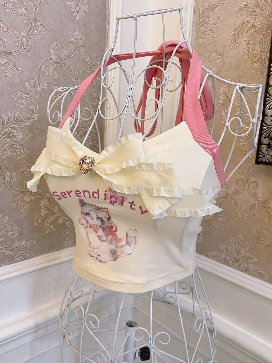 Serendipity Kitten Tank - 70s, cats, cropped top, kitsch, kitten Kawaii Babe