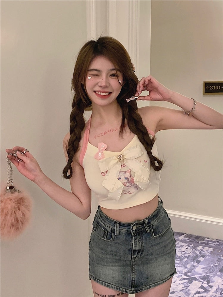 Serendipity Kitten Tank - 70s, cats, cropped top, kitsch, kitten Kawaii Babe