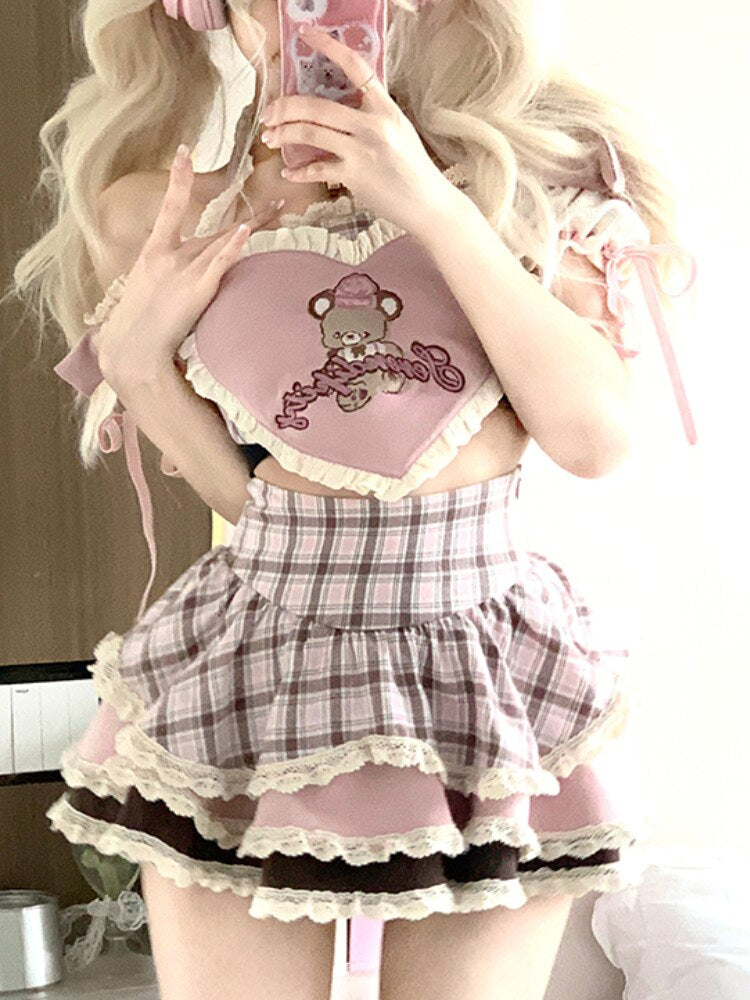 Serendipity teddy outfit - angelcore - angelic - coquette - crop top - dollette