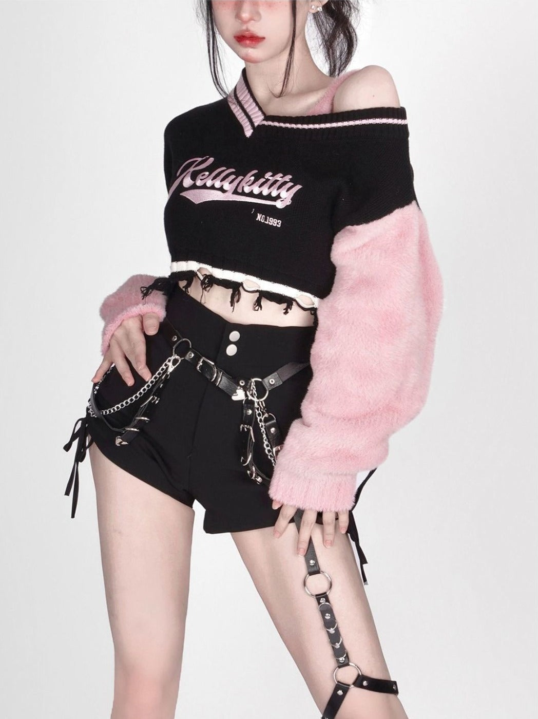 Shadow blossom cropped sports jacket - crop top - tops - cropped - distressed -