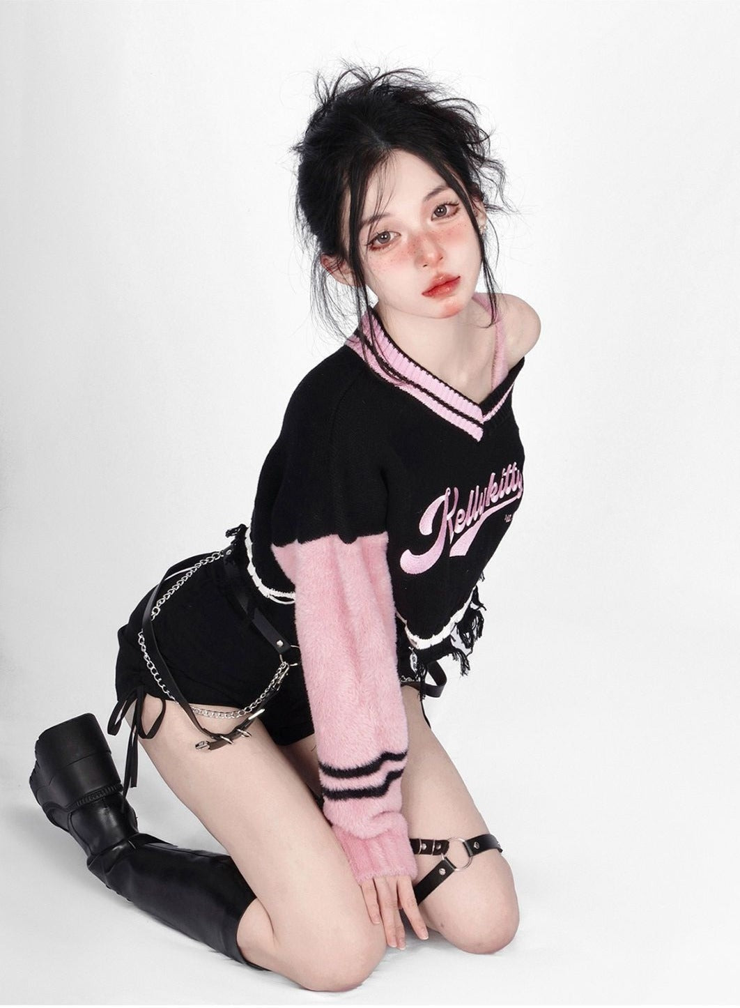 Shadow blossom cropped sports jacket - crop top - tops - cropped - distressed -