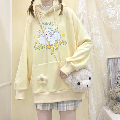 Sheep Candyfloss Hoodie - fairy kei, hooded, hoodie, hoodies, kawaii