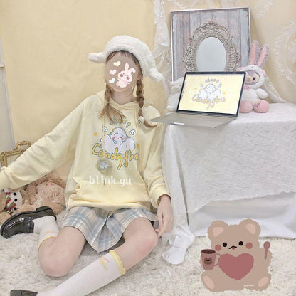 Sheep Candyfloss Hoodie - fairy kei, hooded, hoodie, hoodies, kawaii