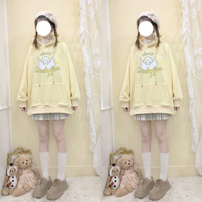 Sheep Candyfloss Hoodie - fairy kei, hooded, hoodie, hoodies, kawaii