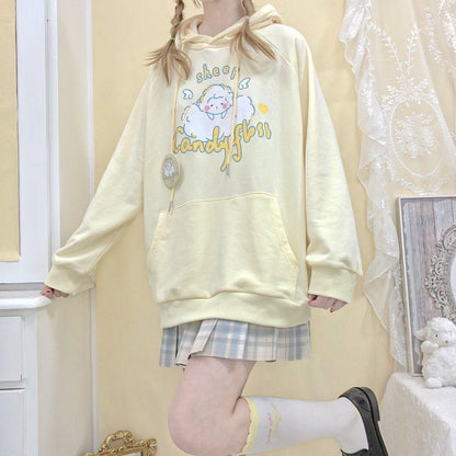 Sheep Candyfloss Hoodie - fairy kei, hooded, hoodie, hoodies, kawaii