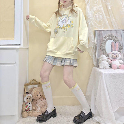Sheep Candyfloss Hoodie - fairy kei, hooded, hoodie, hoodies, kawaii