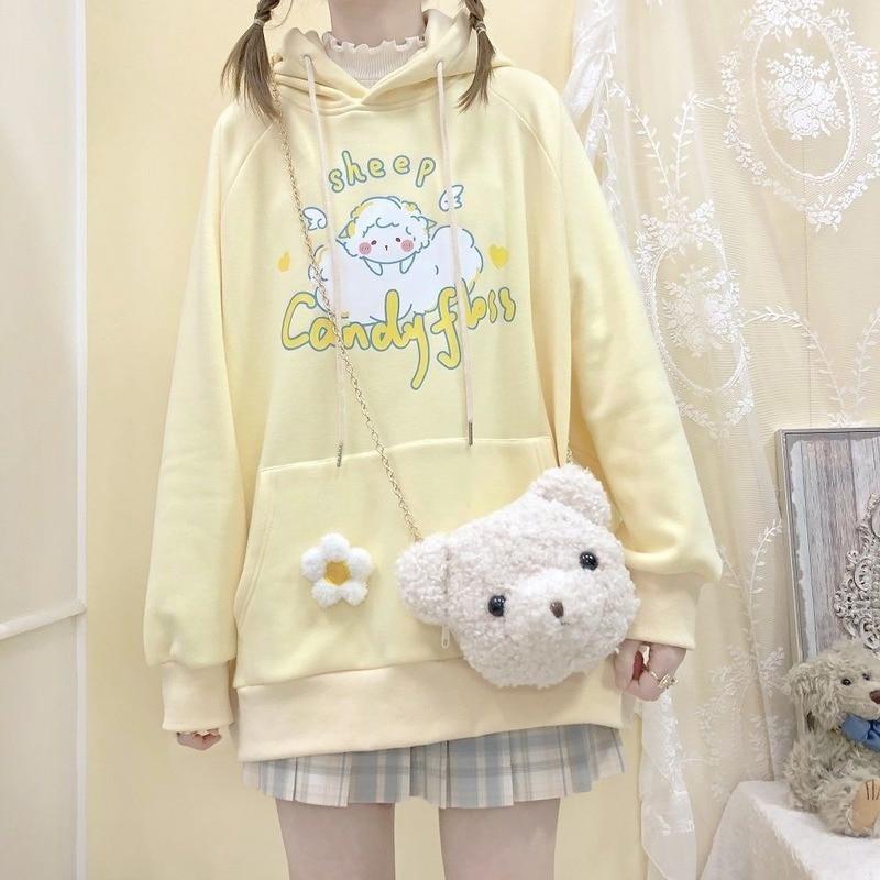 Sheep Candyfloss Hoodie - fairy kei, hooded, hoodie, hoodies, kawaii