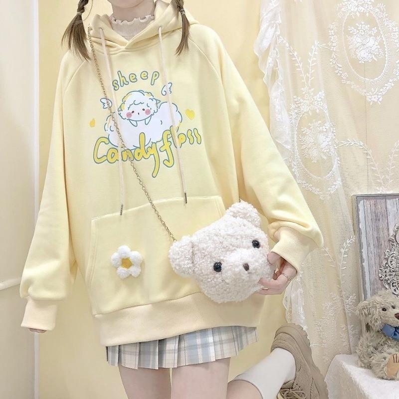 Sheep Candyfloss Hoodie - fairy kei, hooded, hoodie, hoodies, kawaii