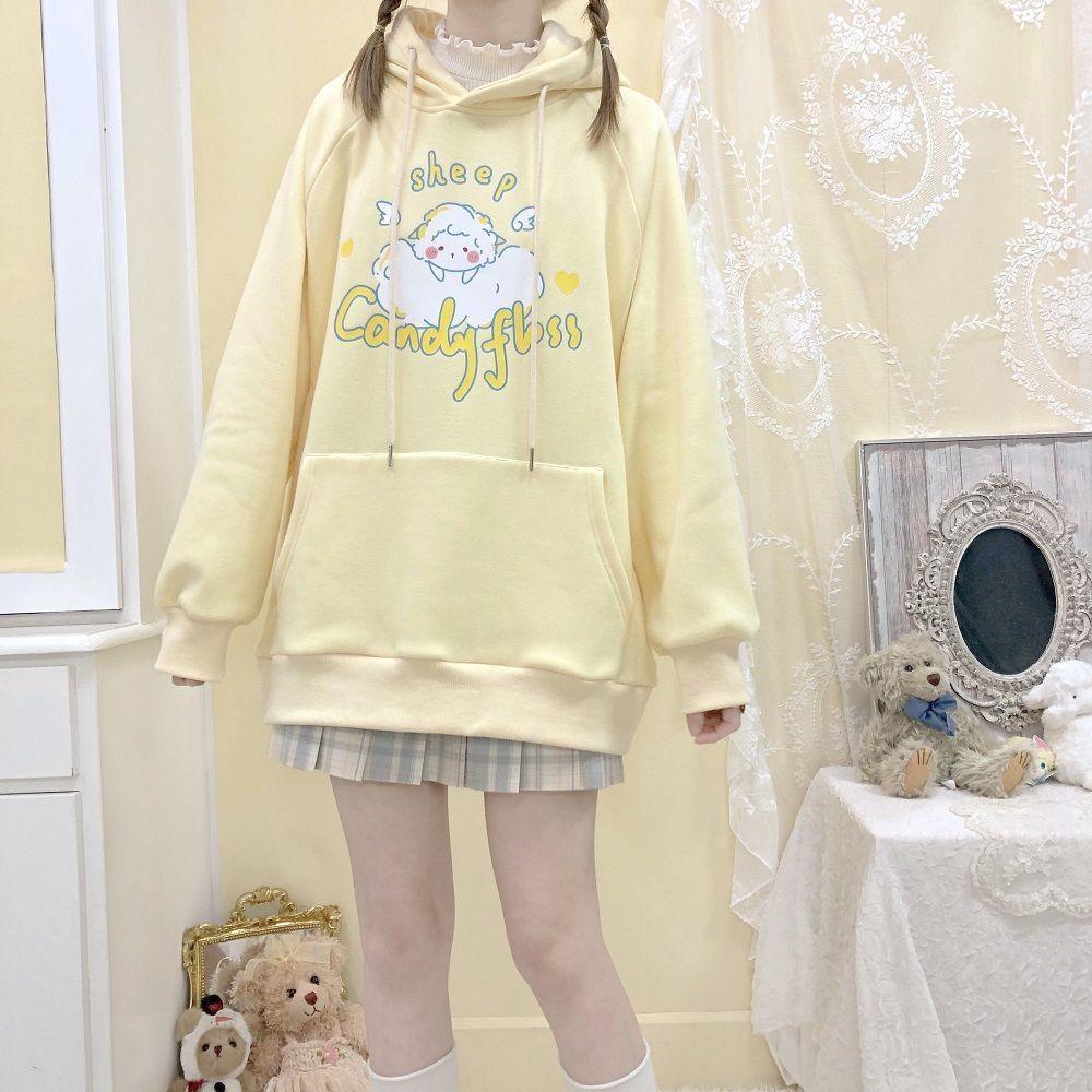 Sheep Candyfloss Hoodie - fairy kei, hooded, hoodie, hoodies, kawaii