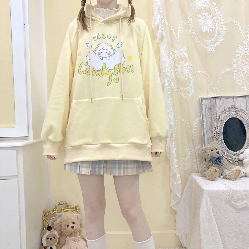 Sheep Candyfloss Hoodie - fairy kei, hooded, hoodie, hoodies, kawaii