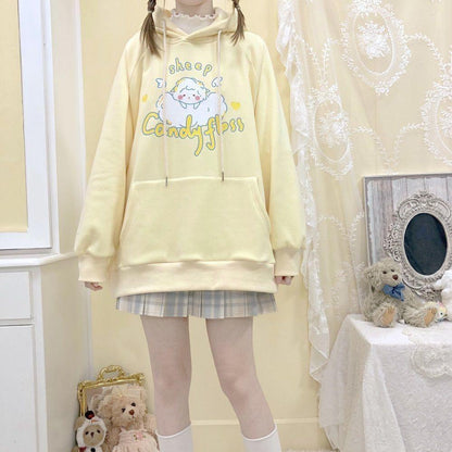 Sheep Candyfloss Hoodie - fairy kei, hooded, hoodie, hoodies, kawaii