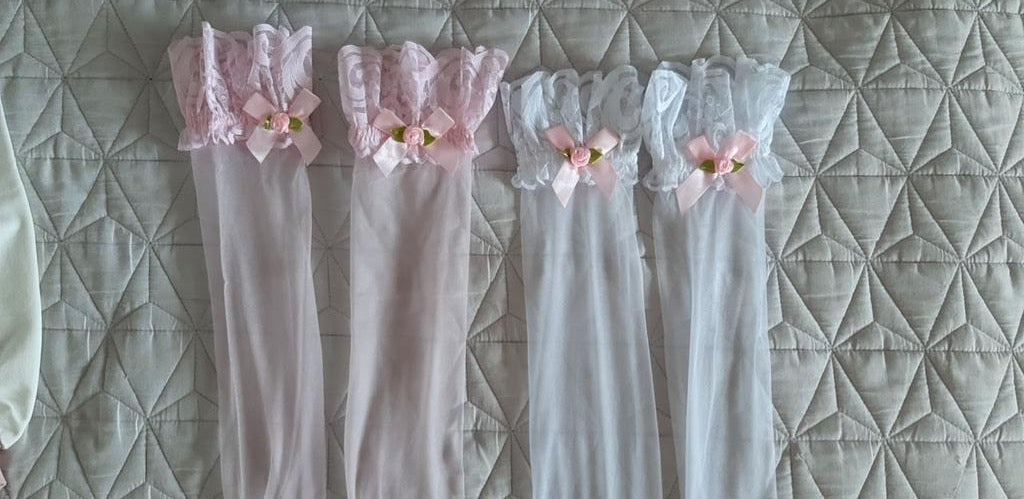 Sheer babygirl bow stockings - bows - dollette - ethereal - fae - faecore