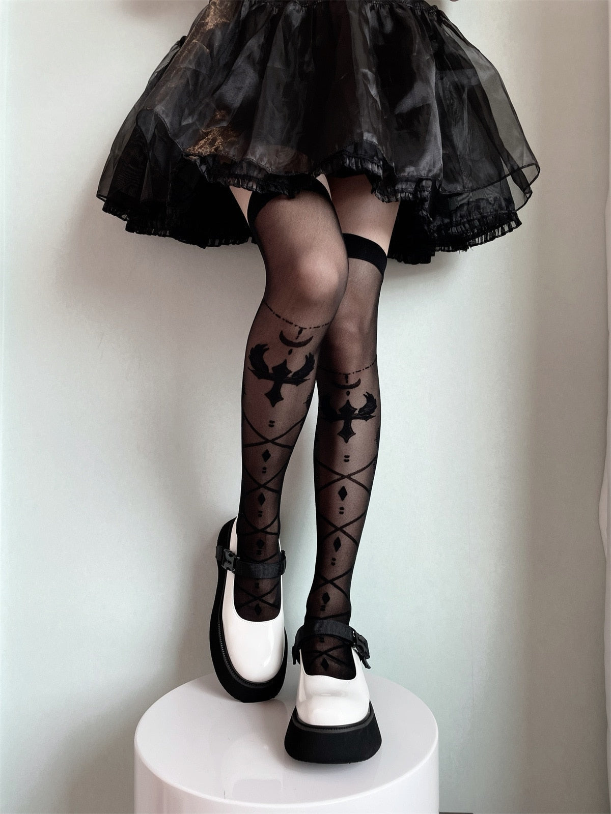 Sheer Lolita Nylon Thigh Highs - nylon, nylons, socks, stockings, tights Kawaii Babe
