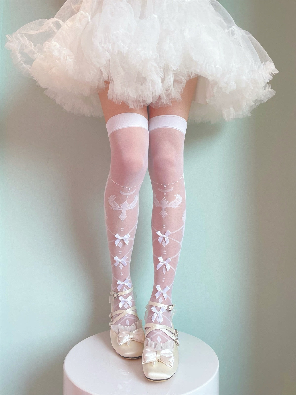 Sheer Lolita Nylon Thigh Highs - nylon, nylons, socks, stockings, tights Kawaii Babe