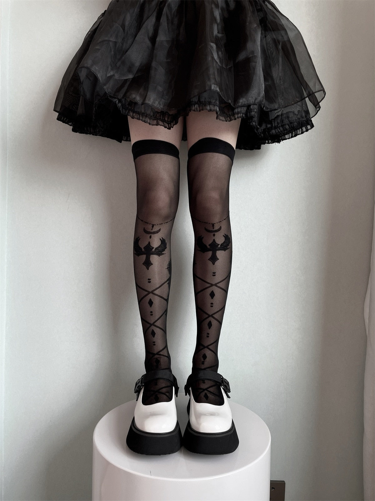 Sheer Lolita Nylon Thigh Highs - nylon, nylons, socks, stockings, tights Kawaii Babe