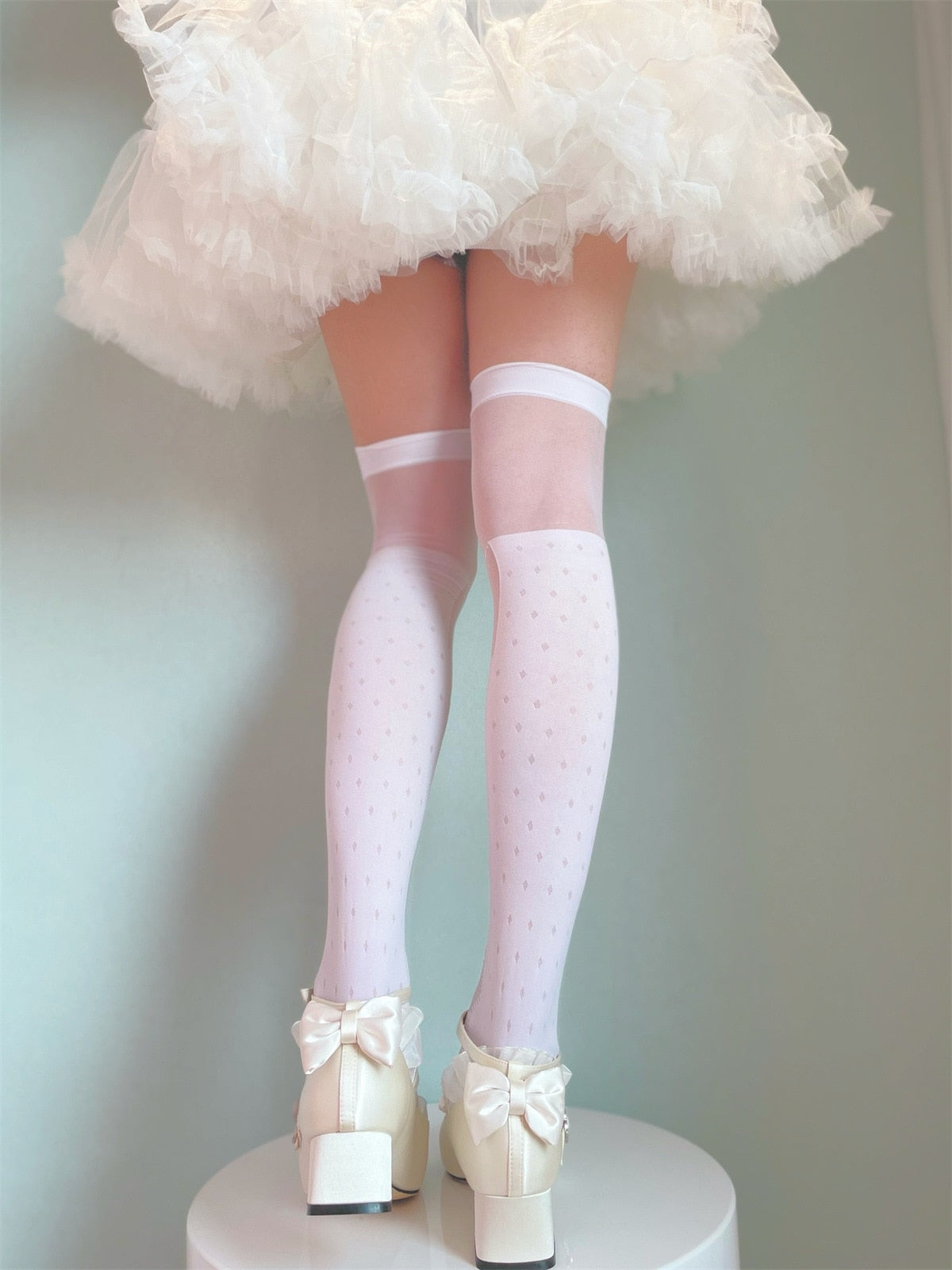 Sheer Lolita Nylon Thigh Highs - nylon, nylons, socks, stockings, tights Kawaii Babe