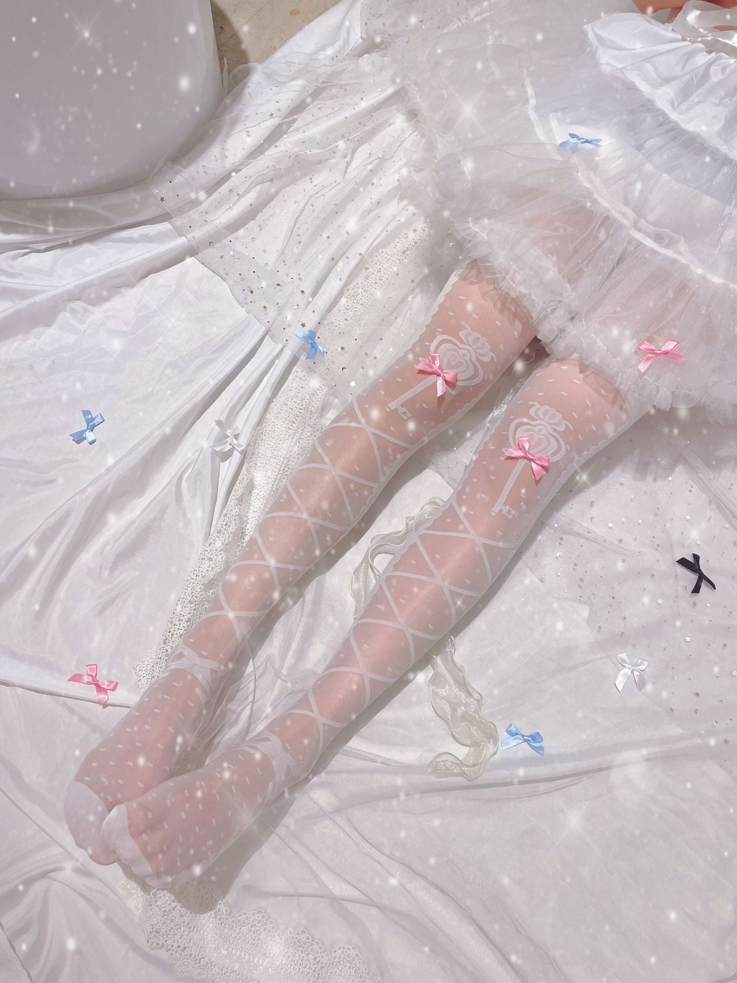 Sheer Lolita Nylon Thigh Highs - nylon, nylons, socks, stockings, tights Kawaii Babe